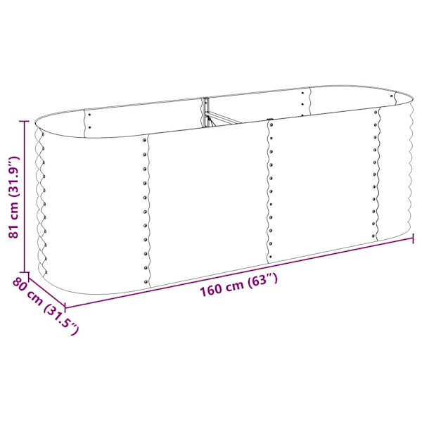 vidaXL Odlingslåda upphöjd galvaniserat stål 240x80x81 cm grå grå