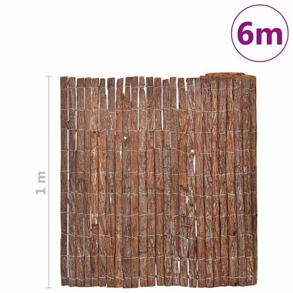 vidaXL Barkstaket 100 x 600 cm Bark Brun Brun