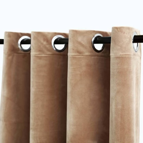 vidaXL Mörkläggningsgardiner med ringar 2 st beige sammet 140x245 cm Beige