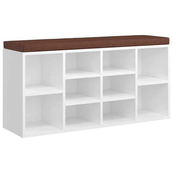 vidaXL Skobänk vit högglans 103x30x48 cm konstruerat trä Vit