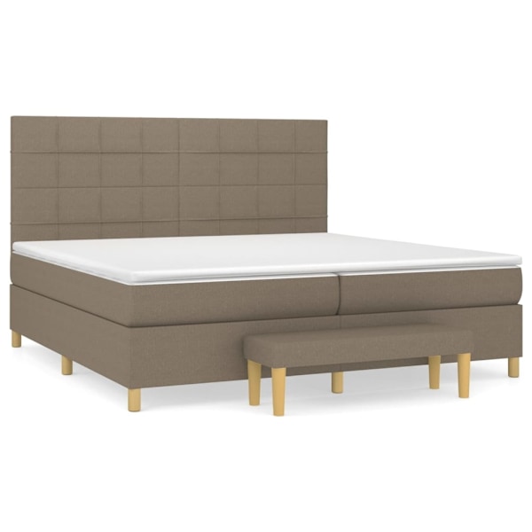vidaXL Ramsäng med madrass taupe 200x200 cm tyg Taupe