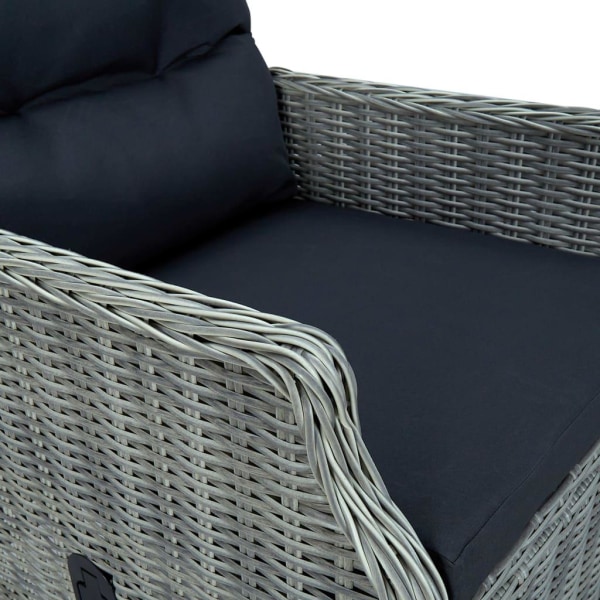vidaXL Justerbar trädgårdsstol med dynor konstrotting ljussgrå grå