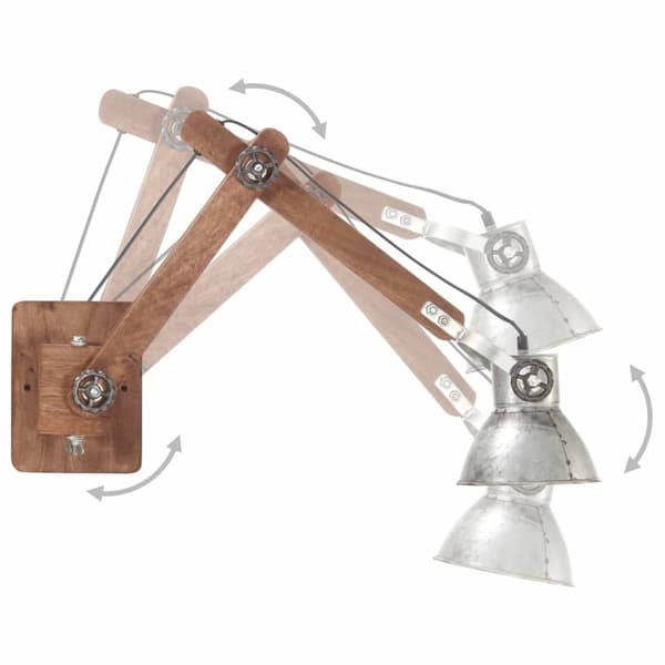 vidaXL Vägglampa industriell stil silver rund E27 Silver