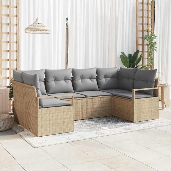 vidaXL Soffset 6 st Beige konstrotting Beige