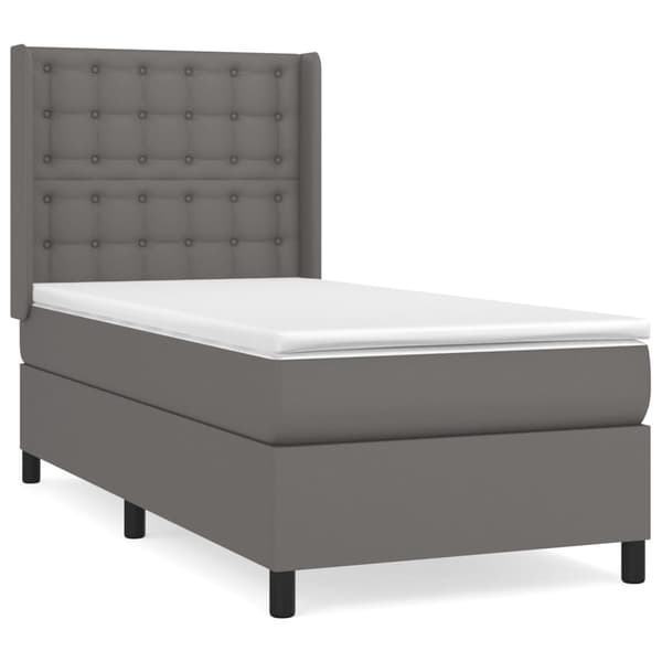 vidaXL Ramsäng med madrass grå 90x200 cm konstläder Grå