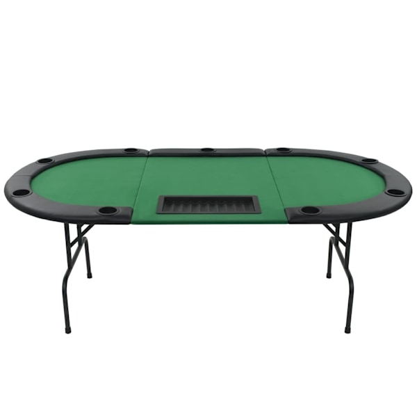vidaXL Hopfällbart pokerbord 9 spelare ovalt 3-sidigt grönt Grön