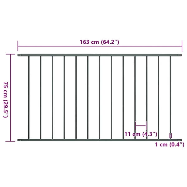 vidaXL Staketpanel Woerden pulverlackerad stål 163x75 cm antracit Antracit