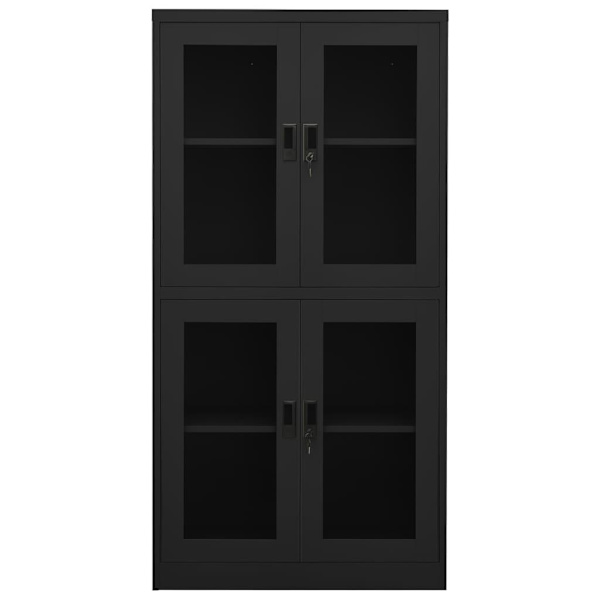 vidaXL Dokumentskåp antracit 90x40x180 cm stål och härdat glas Antracit