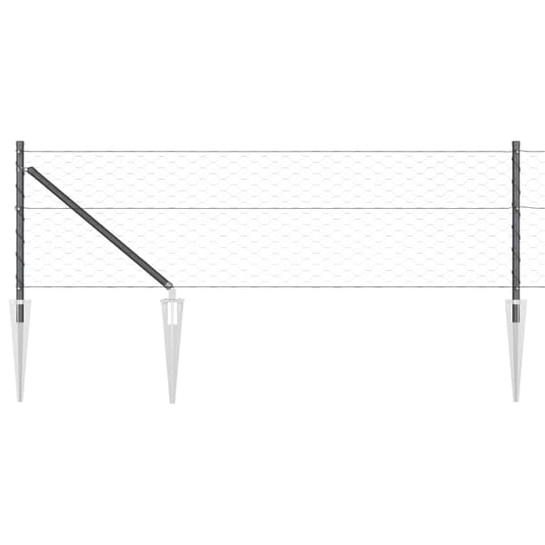 vidaXL Utomhus hexagonal stängsel med stolpe 50 x 0,6 m Grå Mesh Grå