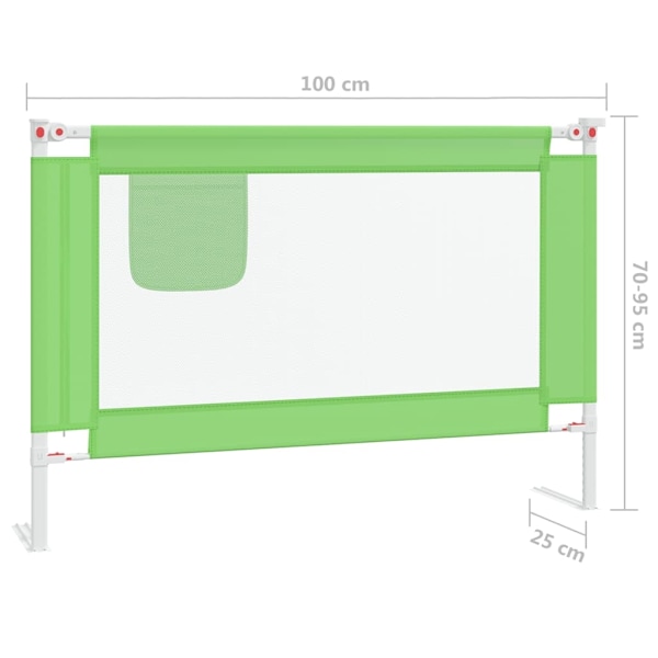 vidaXL Sängskena för barn grön 100x25 cm tyg Grön
