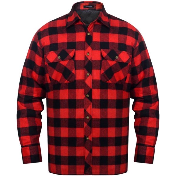 Köp vidaXL Fodrad flanellskjorta av pläd herr Röd-Svart rutig Storle Röd |  Fyndiq
