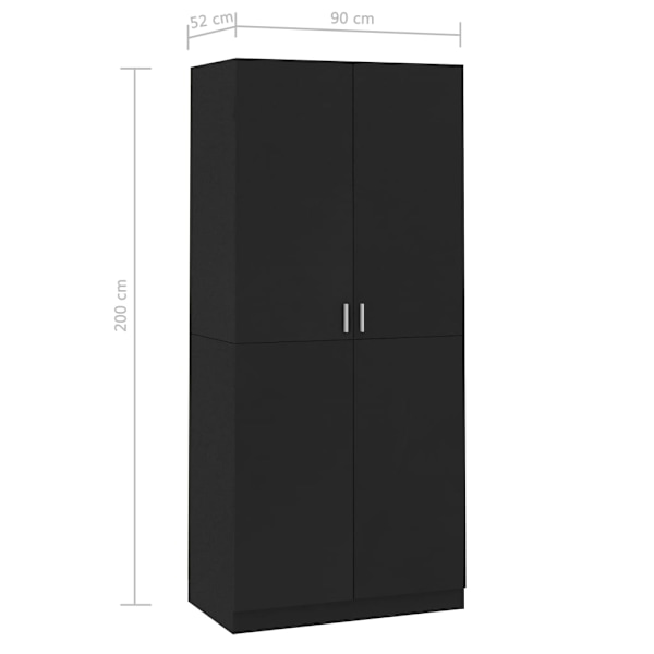 vidaXL Garderob svart 90x52x200 cm konstruerat trä Svart