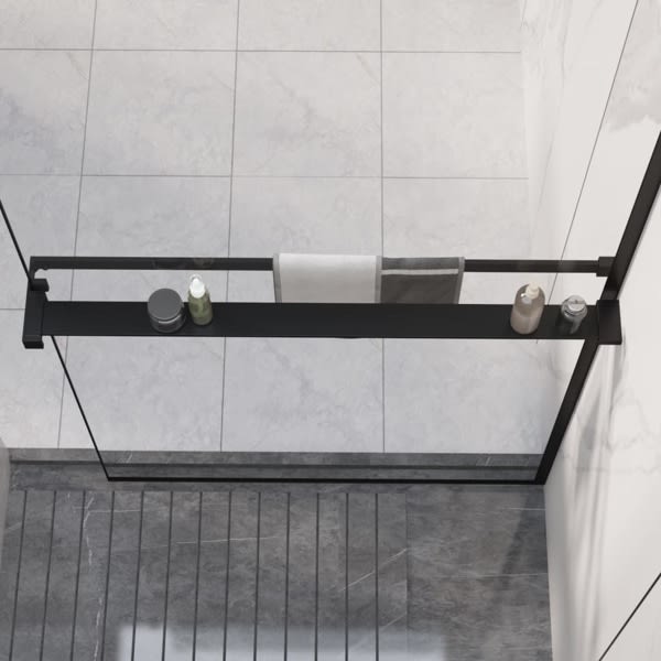 vidaXL Duschhylla för duschvägg svart 90 cm gjuten aluminium Svart