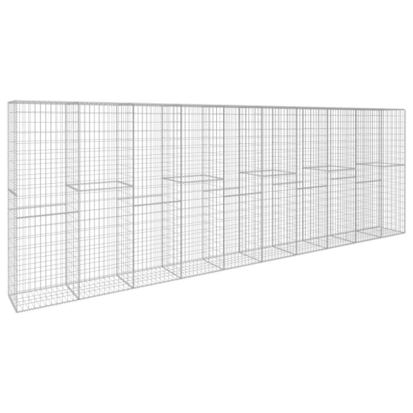 vidaXL Gabionmur med lock galvaniserat stål 600x50x200 cm Silver