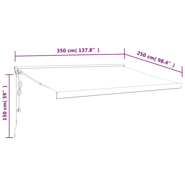 vidaXL Markis infällbar orange och brun 3,5x2,5 m tyg&aluminium Flerfärgsdesign