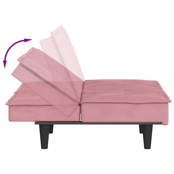 vidaXL Bäddsoffa med mugghållare rosa sammet Rosa