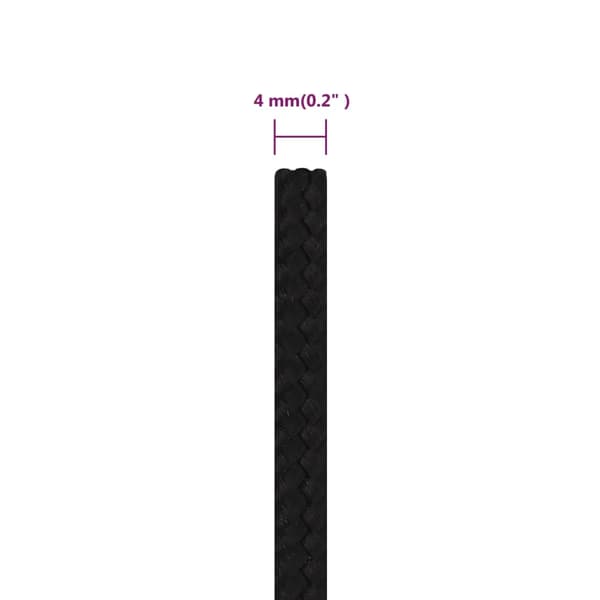 vidaXL Rep svart 4 mm 500 m polyester art