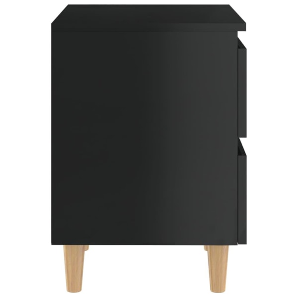 vidaXL Sängbord med massiva furuben svart högglans 40x35x50 cm Svart