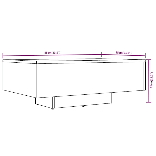 vidaXL Soffbord rökfärgad ek 85x55x31 cm konstruerat trä Brun