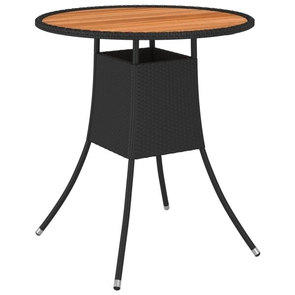 vidaXL Matbord för trädgård svart Ø70cm konstrotting och massiv akacia Svart