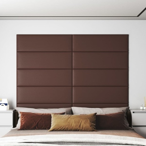 vidaXL Väggpaneler 12 st brun 90x30 cm konstläder 3,24 m² Brun