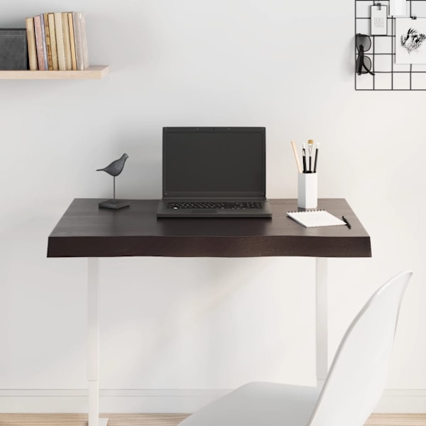 vidaXL Bordsskiva mörkbrun 80x60x(2-6) cm massivt trä levande kant Brun