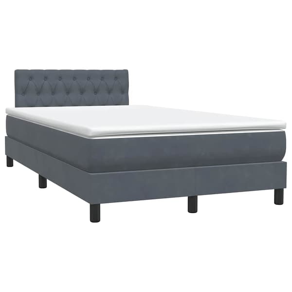 vidaXL Ramsäng med madrass mörkgrå 120x220 cm sammet Grå