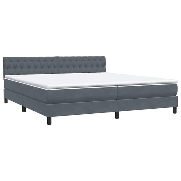 vidaXL Ramsäng med madrass mörkgrå 180x210 cm sammet Grå
