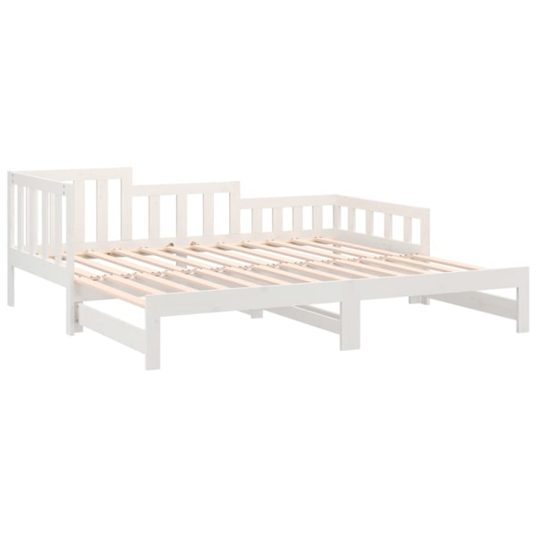 vidaXL Utdragbar dagbädd vit 2x(80x200) cm massiv furu Vit