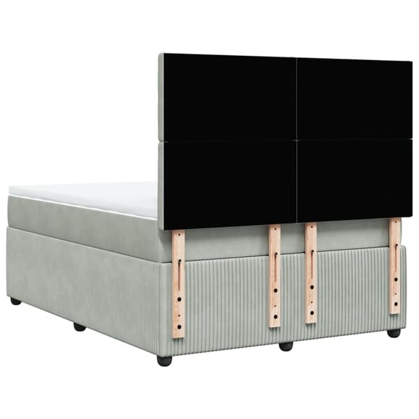 vidaXL Ramsäng med madrass ljusgrå 160x200 cm sammet Grå