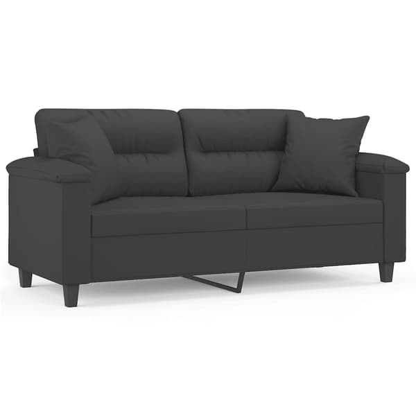 vidaXL 2-sitssoffa med kuddar och delar mörkgrå 140 cm mikrofibertyg Grå