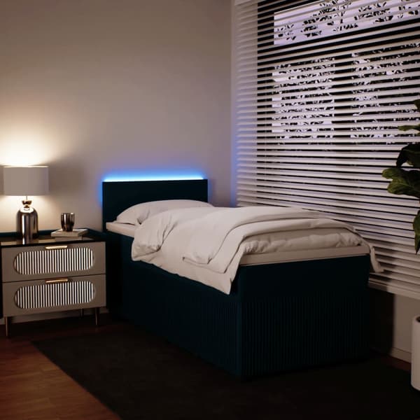 vidaXL Ramsäng med madrass blå 90x190 cm sammet Blå