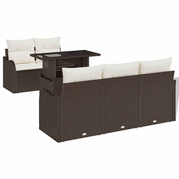vidaXL Trädgårdsoffset 6 st Brun Poly Rattan Brun