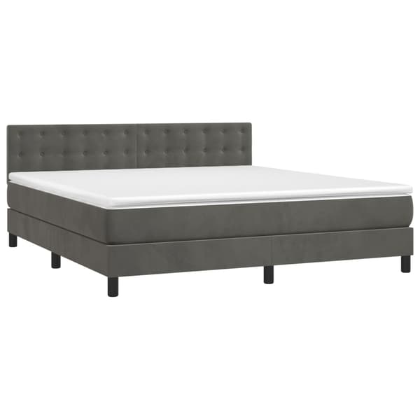 vidaXL Ramsäng med madrass mörkgrå 180x200 cm sammet Grå