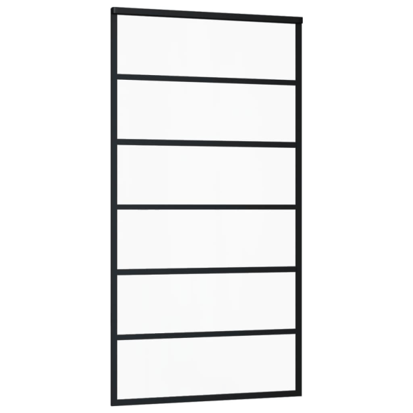 vidaXL Skjutdörr med beslagset ESG glas och aluminium 102x205 cm Svart