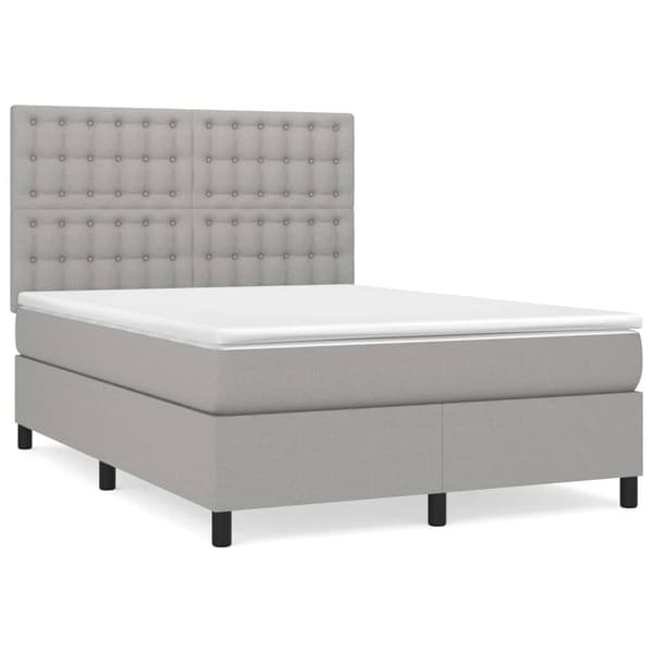 vidaXL Ramsäng med madrass ljusgrå 140x190 cm tyg Grå