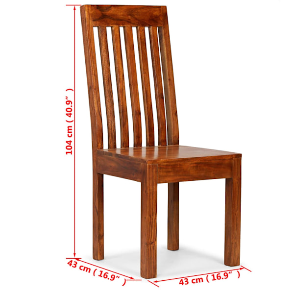 vidaXL Matstolar 2 st massivt trä med honungsfinish modern Brun