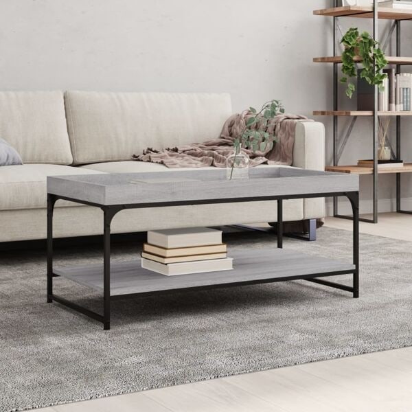 vidaXL Soffbord grå sonoma 100x49x45 cm konstruerat trä Grå