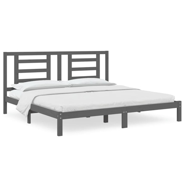 vidaXL Sängram grå massiv furu 200x200 cm Grå