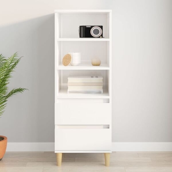 vidaXL Högskåp vit högglans 40x36x110 cm konstruerat trä Vit