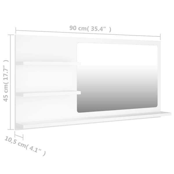 vidaXL Badrumsspegel vit 90x10,5x45 cm konstruerat trä Vit