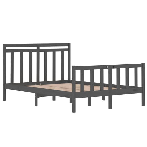vidaXL Sängram grå massivt trä 135x190 cm Grå
