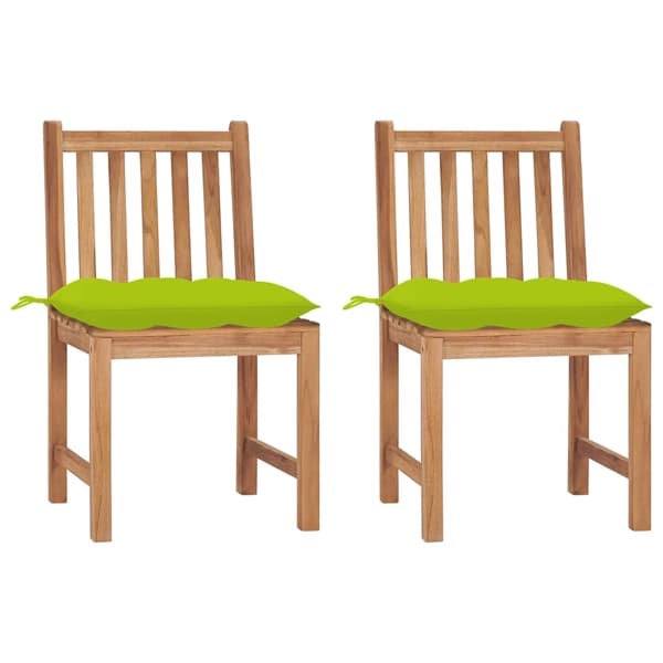 vidaXL Trädgårdsstolar 2 st med dynor massiv teak Grön