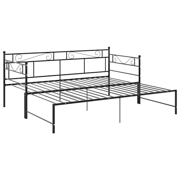 vidaXL Utdragbar sängram bäddsoffa svart metall 90x200 cm Svart