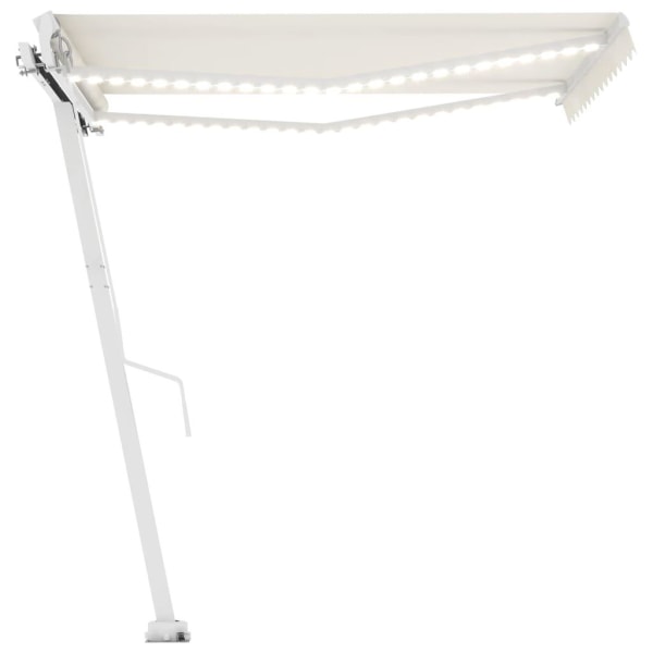 vidaXL Markis manuellt infällbar med LED 300x250 cm gräddvit Creme