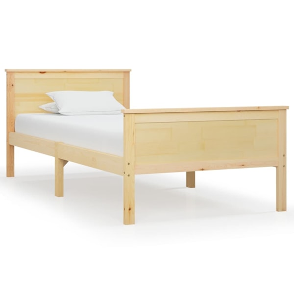 vidaXL Sängram massiv furu 90x200 cm Brun