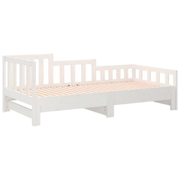 vidaXL Utdragbar dagbädd vit 2x(80x200) cm massiv furu Vit