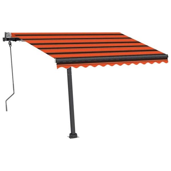 vidaXL Markis manuellt infällbar med LED 300x250 cm orange och brun Orange