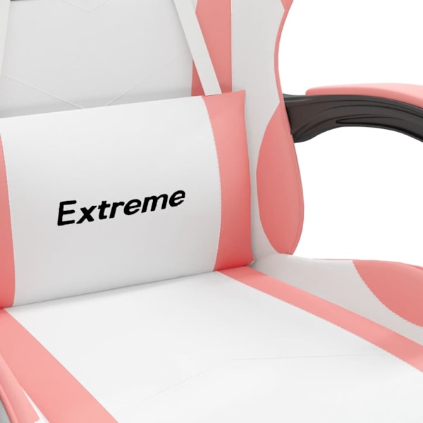 vidaXL Snurrbar gamingstol med fotstöd vit och rosa konstläder Rosa