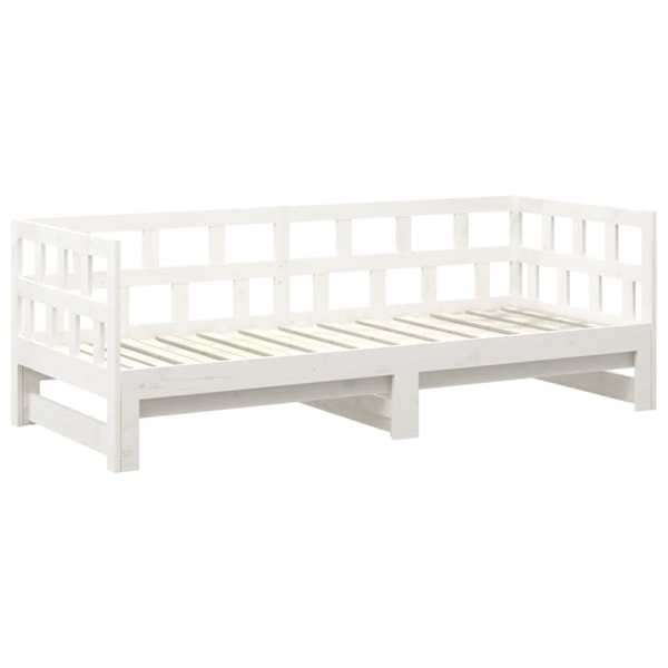 vidaXL Dagbädd utdragbar vit massiv furu 2x(90x200) cm Vit